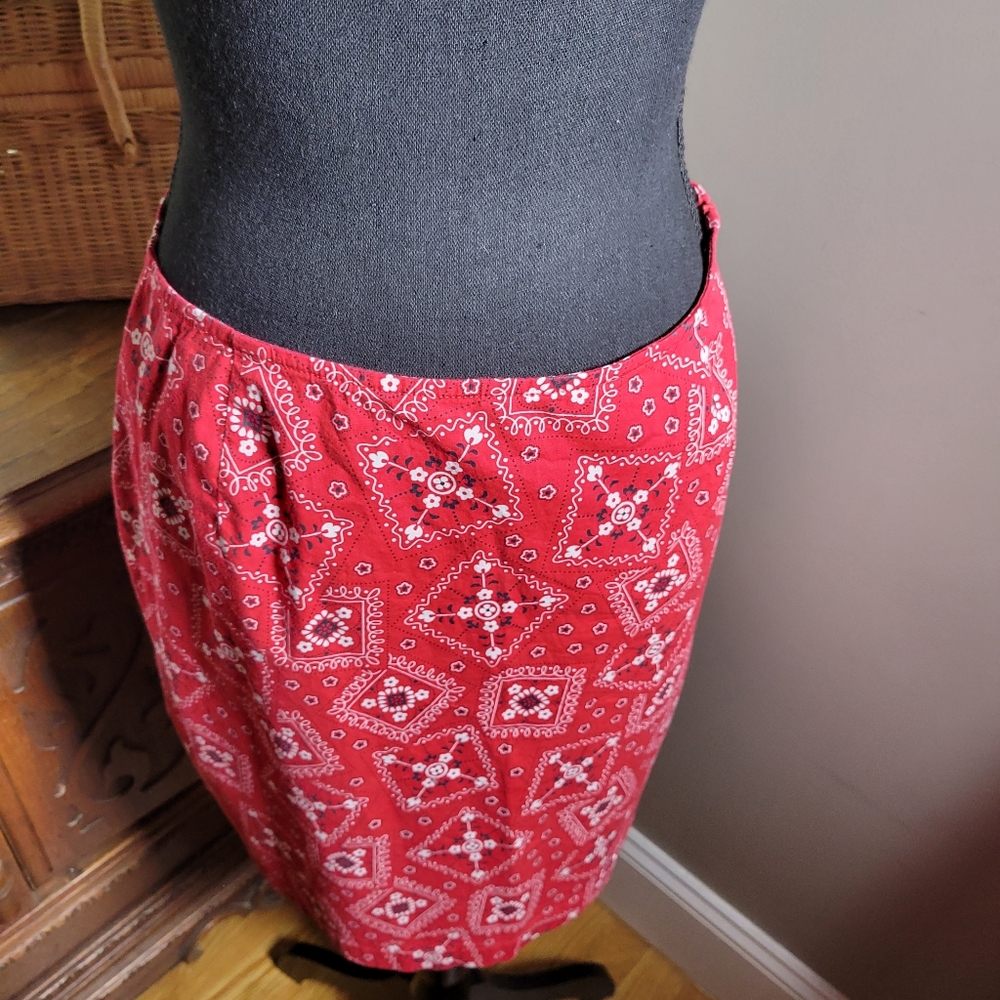 Homemade Red Bandana Print Tiered Midi Skirt